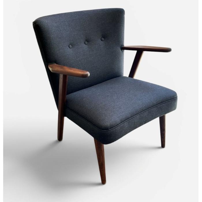 Grey wool Danish teak arm chair.jpg
